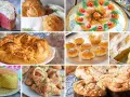 Collage di dolci pasquali: colomba, pastiera, casatiello, torta decorata e altri dolci tipici.