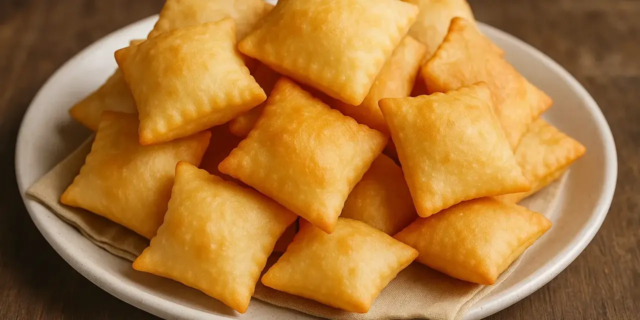 Piatto di gnocco fritto dorato e soffice, pronto per essere gustato. La ricetta originale per un sapore autentico.