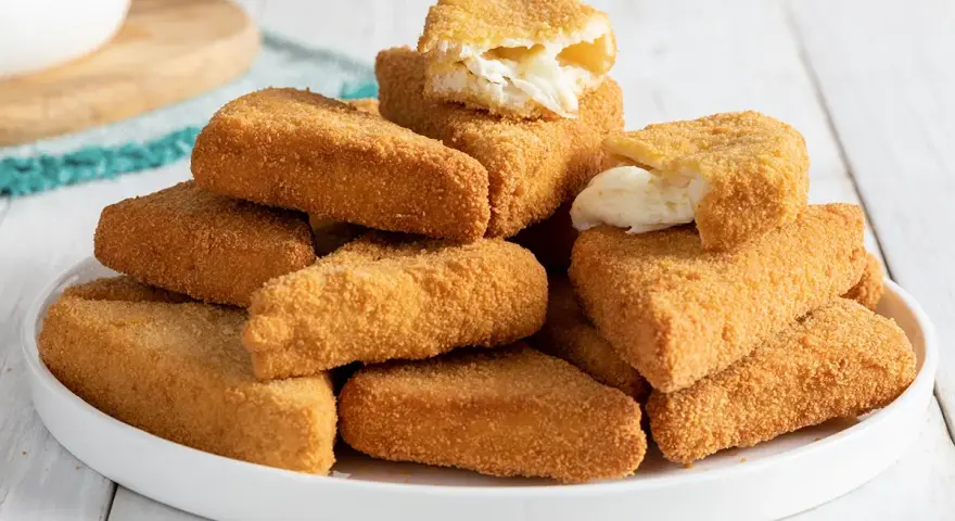 Mozzarella in carrozza dorate e croccanti, con il formaggio filante che fuoriesce.