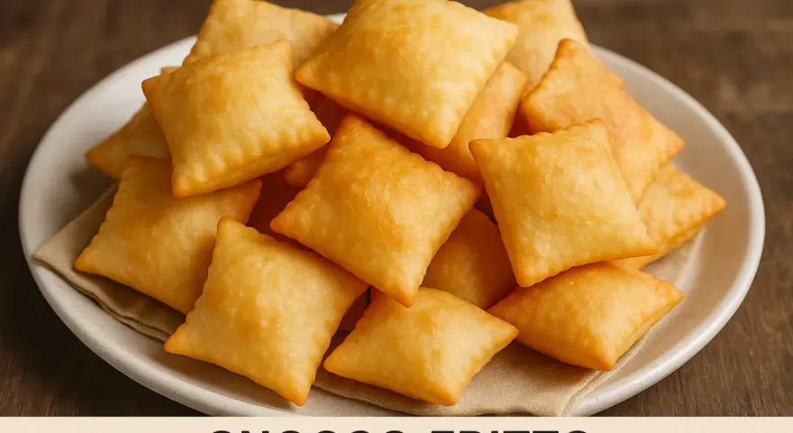 Piatto di gnocco fritto dorato e soffice, pronto per essere gustato. La ricetta originale per un sapore autentico.