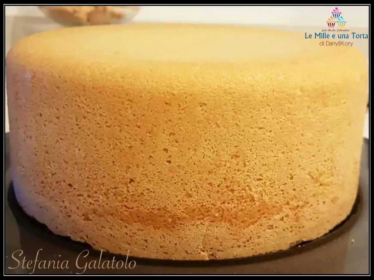Pan di spagna sofficissimo con lievito, dalla consistenza ariosa e dorata, pronto per essere farcito.